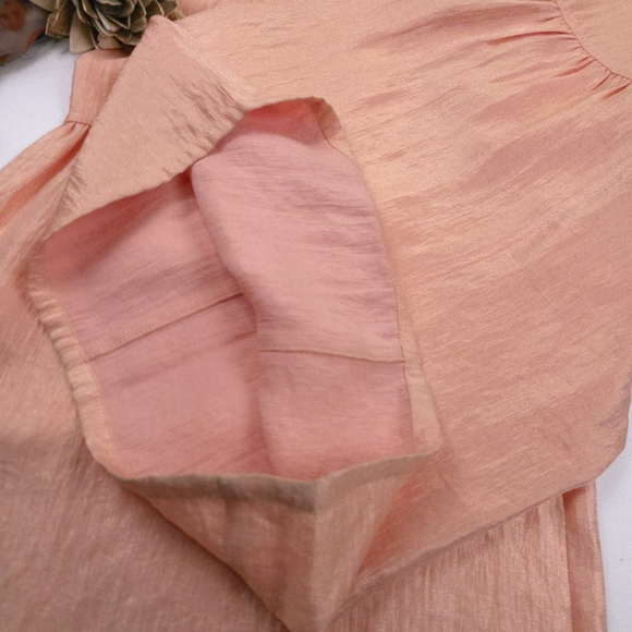 Current Air Anthropologie Peach Shimmer Wide-Leg Rayon Women's Pants Sz L - Picture 8 of 15